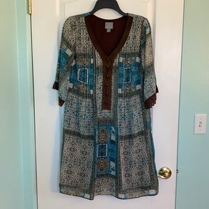 Women’s Size 8 Brown/Teal/Tan Dress